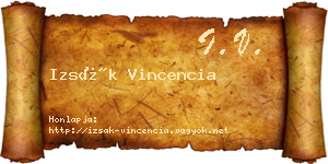 Izsák Vincencia névjegykártya